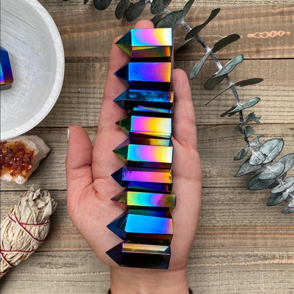 Titanium Aura Quartz Tower • OOAK Rainbow Crystal Specimen